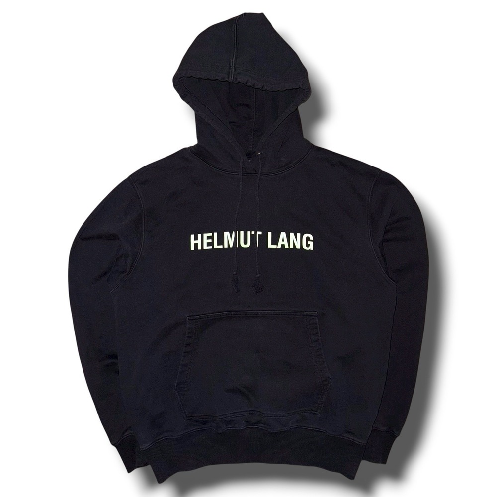 HELMUT LANG Hoodie Large Core Logo Capsule Relaxed Fit Pullover Sweatshirt - Picture 2 of 6